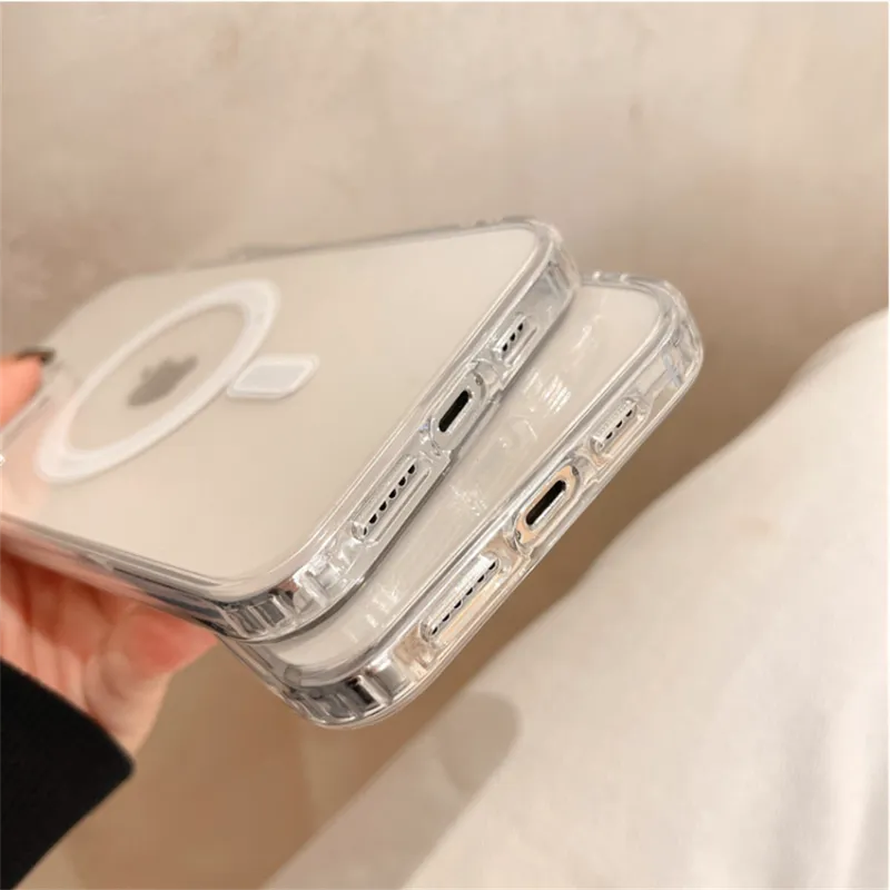 Original For Magsafe Magnetic Wireless Charging Case For iPhone 14 13 12 11 Pro Max Mini X XR XS 7 8 Plus SE HD Clear Hard Cover