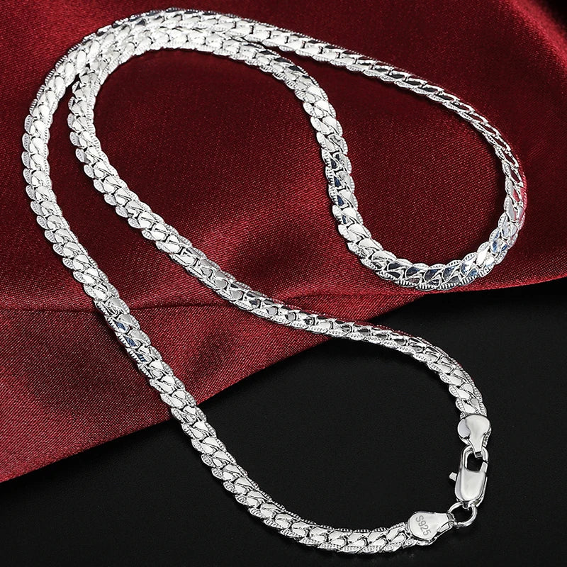 S925 Sterling Silver 2 Piece 5MM Full Sideways Chain