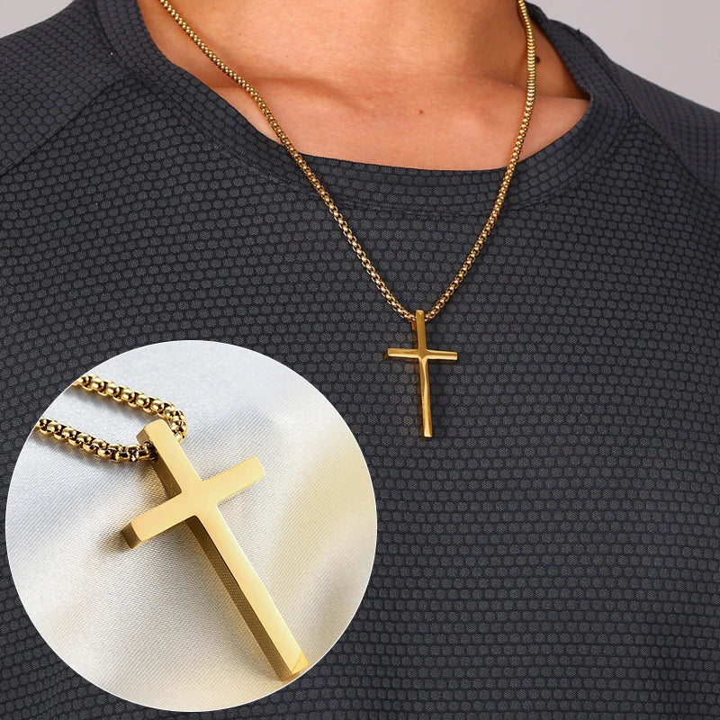 Stainless Steel Cross Gold Silver Color with chain