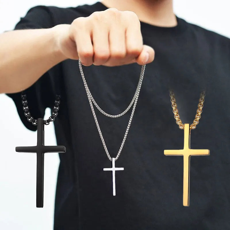 Stainless Steel Cross Gold Silver Color with chain