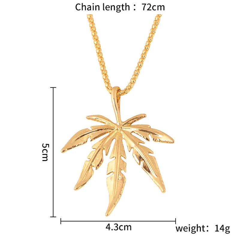 Vonmoos Maple Leaf Pendant Necklace for Women Men Stainless Steel Choker Neck Chain Fashion Personality Jewelry Decoration Gift