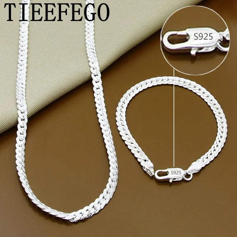 S925 Sterling Silver 2 Piece 5MM Full Sideways Chain