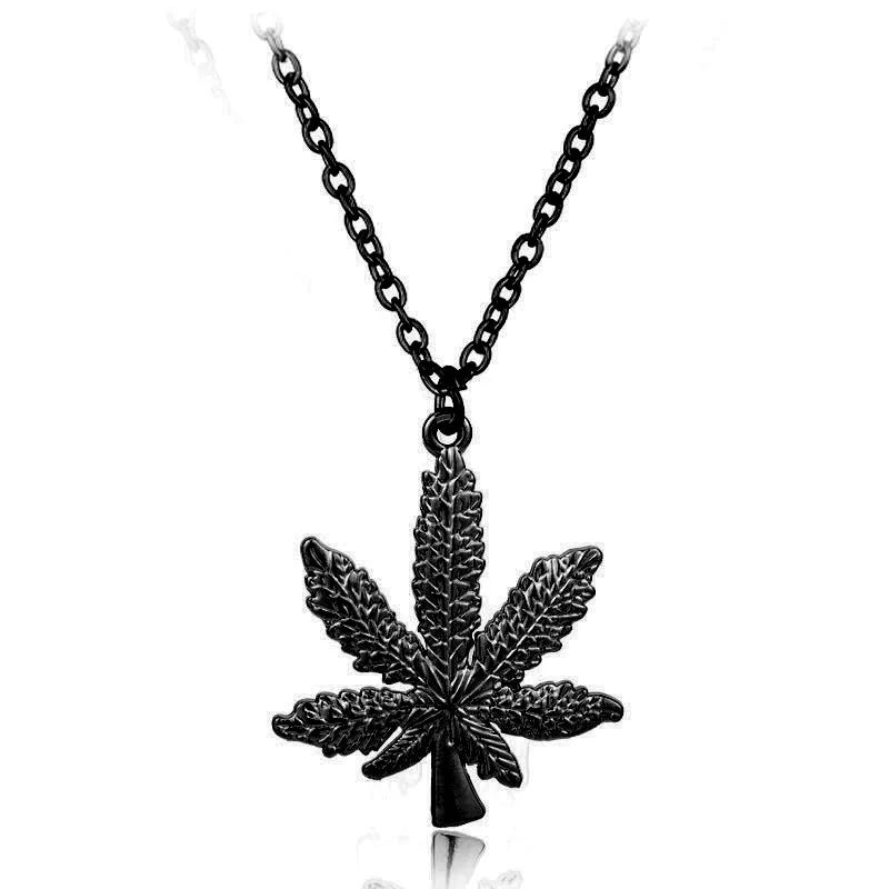 Weed Herb Charm Necklace for Women Men Maple Leaf Necklace Suspension Hip Hop Chains Pendant Jewelry Gift Wholesale Collares