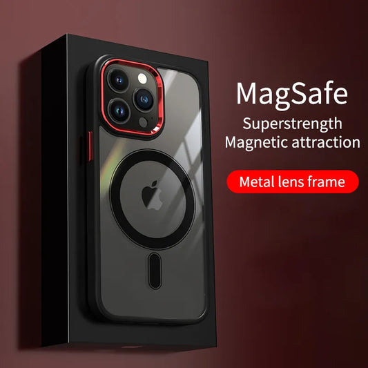 Clear Phone Case For iPhone 14 13 12 11 15 Pro Max Magnetic MagSafe Shockproof Cellphone Cover